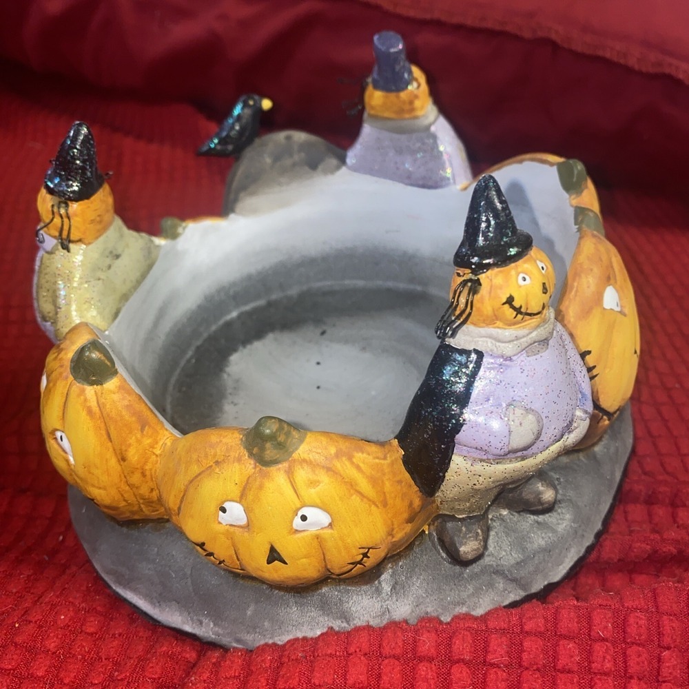 Yankee Candle Halloween Comical‎ Pumpkins Pillar Candle Ring Holder